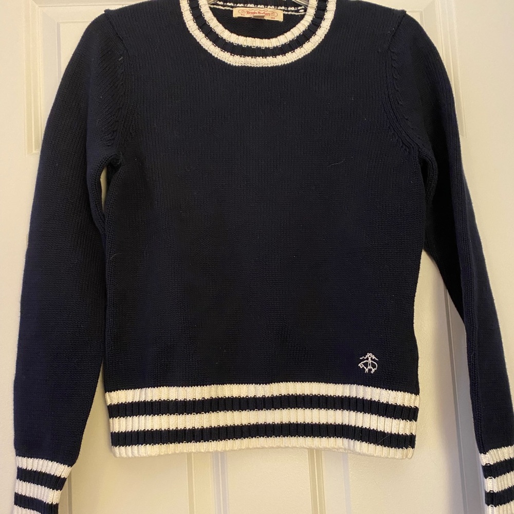 Classic navy blue and white cotton sweater